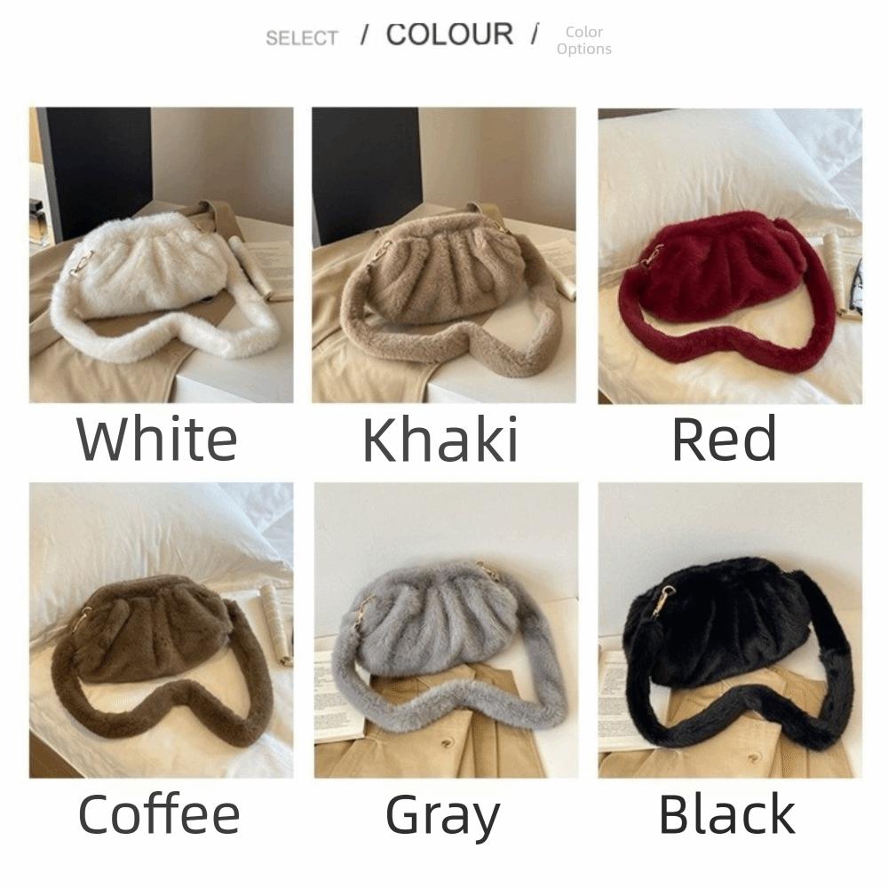 Large Capacity Cloud Plush Crossbody Bag Lightweight Mink Fur Wrinkle Handbag Daily