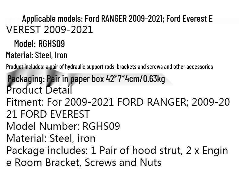 Hydraulic Hood Strut for Ford Ranger/Everest 2009-2021