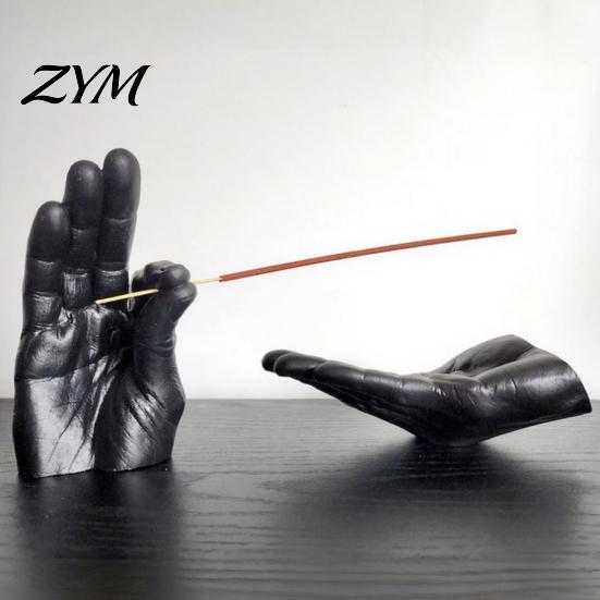 Tabletop Figurine Decor Creative Hand Shape Incense Burner, Resin Decorative Ornament, Burner & Ash Collector Small Collectibles Set for Home