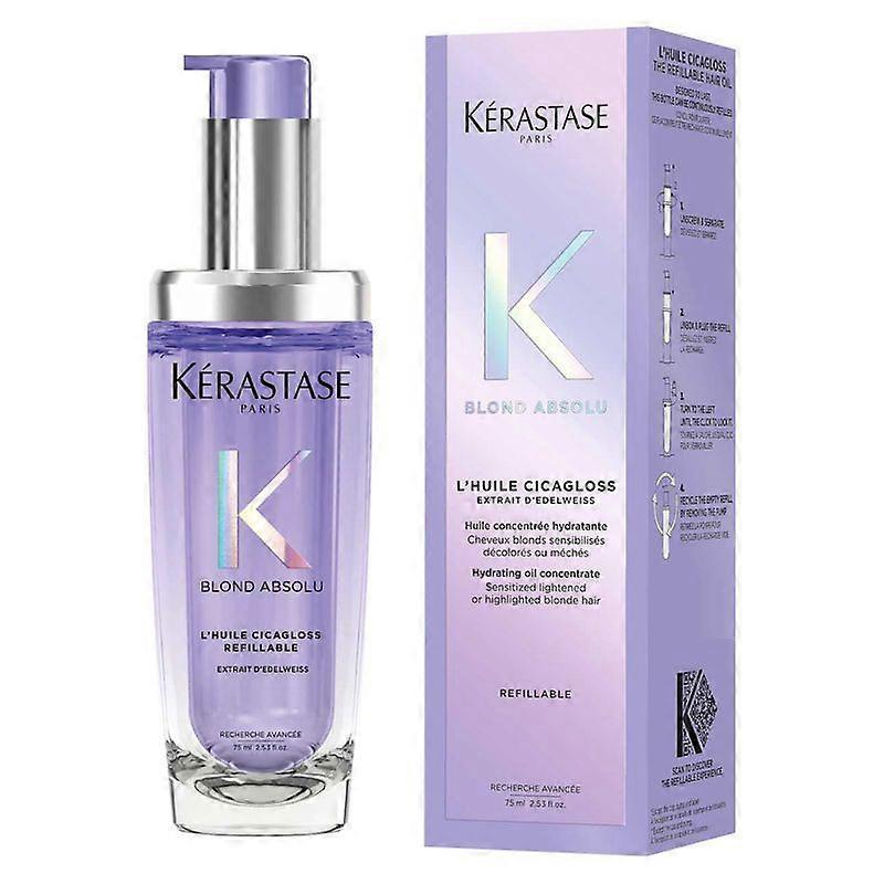 K?rastase Blond Absolu Hair Oil Huile Cicagloss Refillable Bottle, for Blonde or Lightened Hair with Hyaluronic Acid 75ml