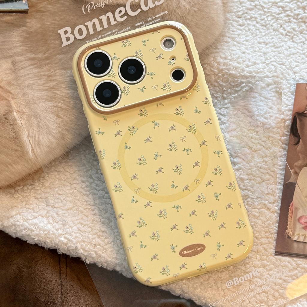 Small floral magnetic stand case suitable for Apple 17 Pro Max, iPhone 16 glitter, 13 fresh style, 15 soft