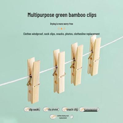 Bamboo Windproof Wooden Clothespins for Quilts & Greenhouses - Strong, Small Household Sealing Clips