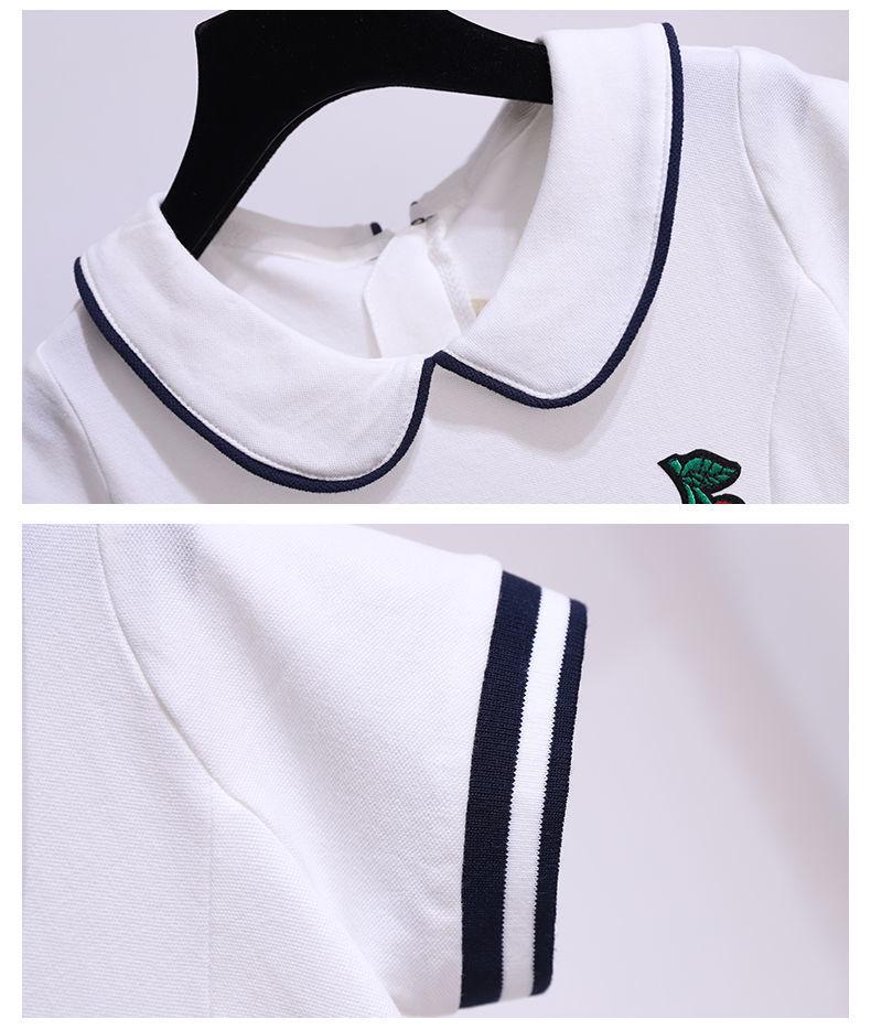 Dívčí letní šaty princeznovského stylu ve stylu vysoké školy s panenkovým límečkem