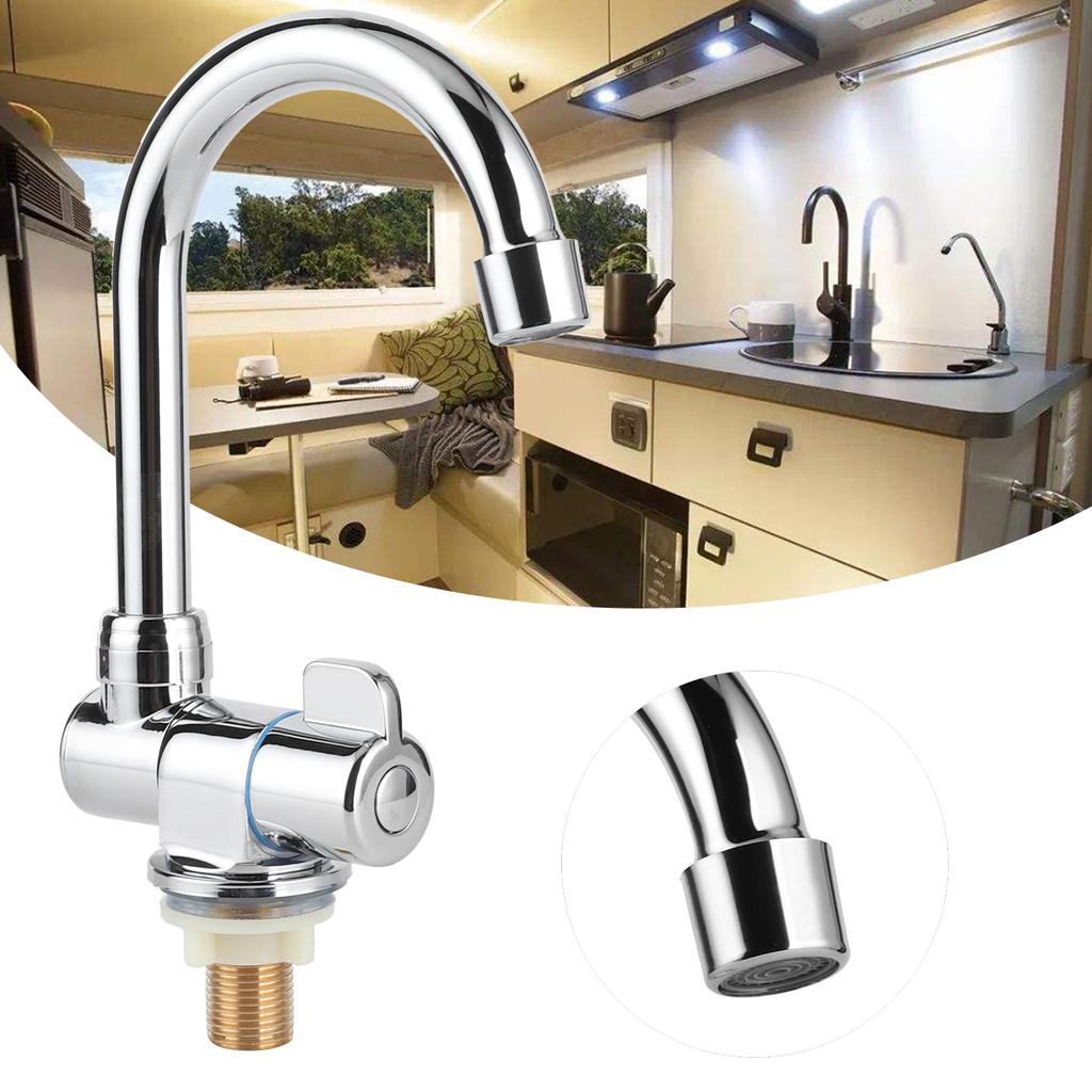 Single Cold Water Tap Basin Faucet 360 Degree Rotation 12in Mounting Thread for RV Motorhome