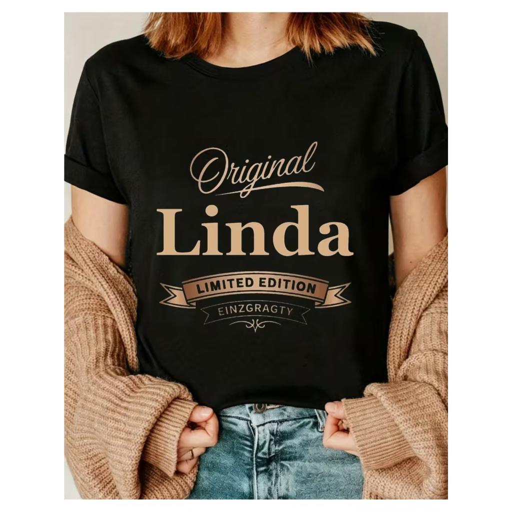 Womens T-Shirt Original Linda Limited Edition Pure Comfortable T Shirt Loose Casual Wear Outer Top