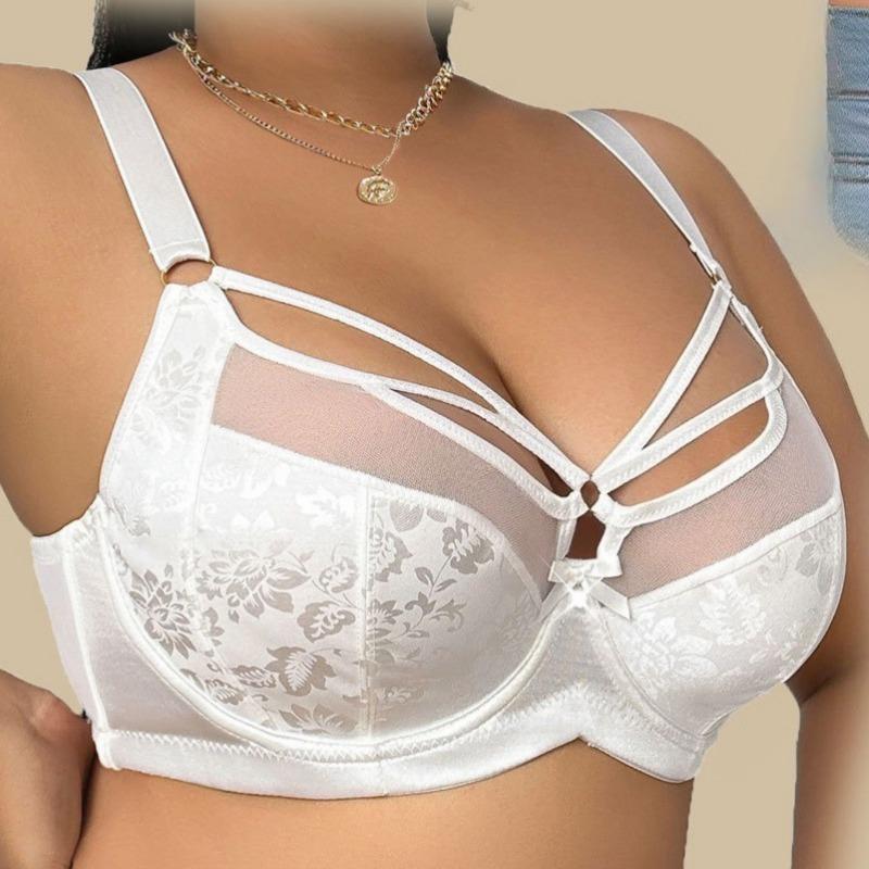 European and American Fashionable, Sexy Seductive Ultra-thin Plus Size Bra Exquisite Lace Cross-strap On Chest Plus Size Underwear
