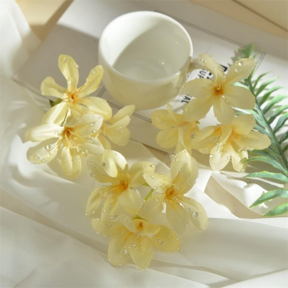 10Pcs Dew Drops Artificial Flowers Realistic Flower Arrangement Simulated Trident Flower Fake Flower DIY Home Decor