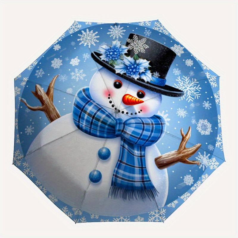 Winter Wonderland Snowman Umbrella, Portable 3-Fold Compact Umbrella,Christmas Gift ES410