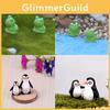 Charming Penguin Father And Son Miniature Decoration With Cute Blue Eyes Frog