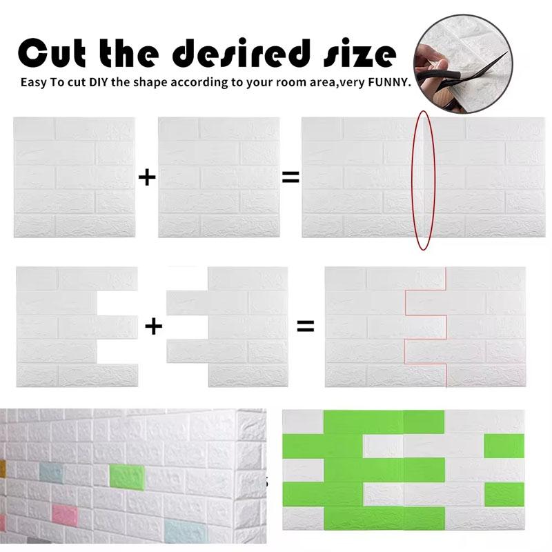 70*77cm 3d Paper Wall Adhesive Wallpaper Brick Pattern Home Decoration DIY Waterproof Wall Stickers Decoration for Bedroom Room