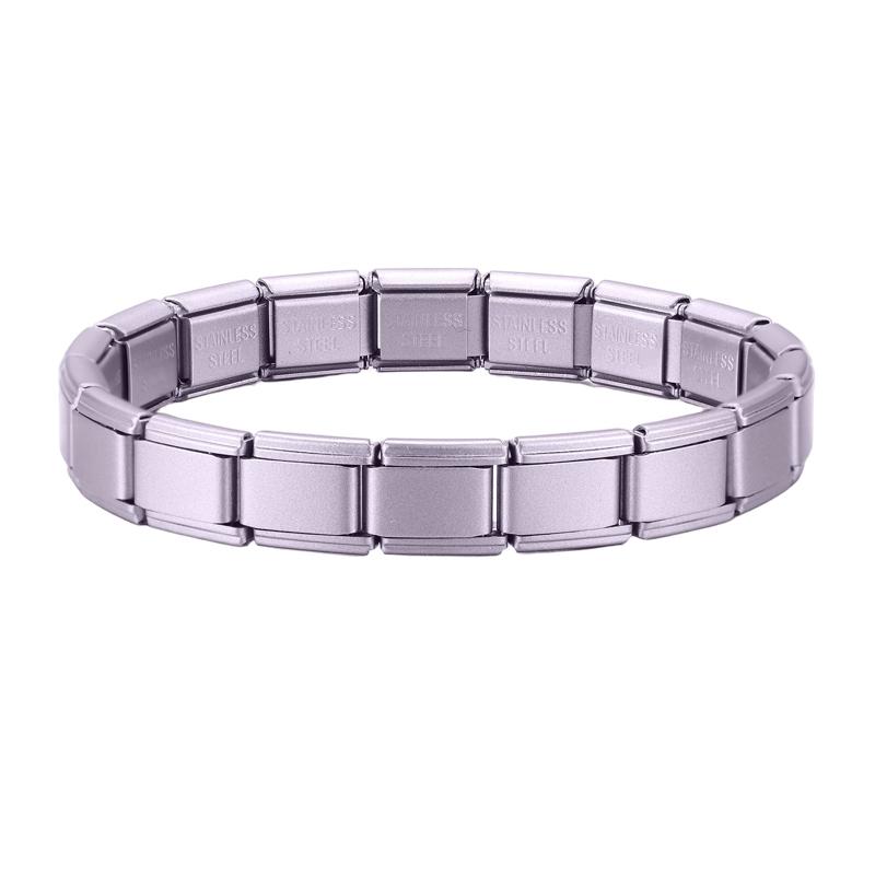 Bracciale a Charms Colorato Rosa Rosa Viola Verde Champagne Oro Colore Italiano Acciaio Inossidabile Larghezza 9mm Bracciale Uomo Donna Gioielli