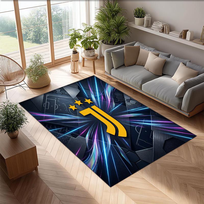 Juventus FC bedruckter Flanell-Teppich rutschfest weicher Polyester-Bodenbelag Indoor-Dekormatte für Schlafzimmer Wohnzimmer Sofa
