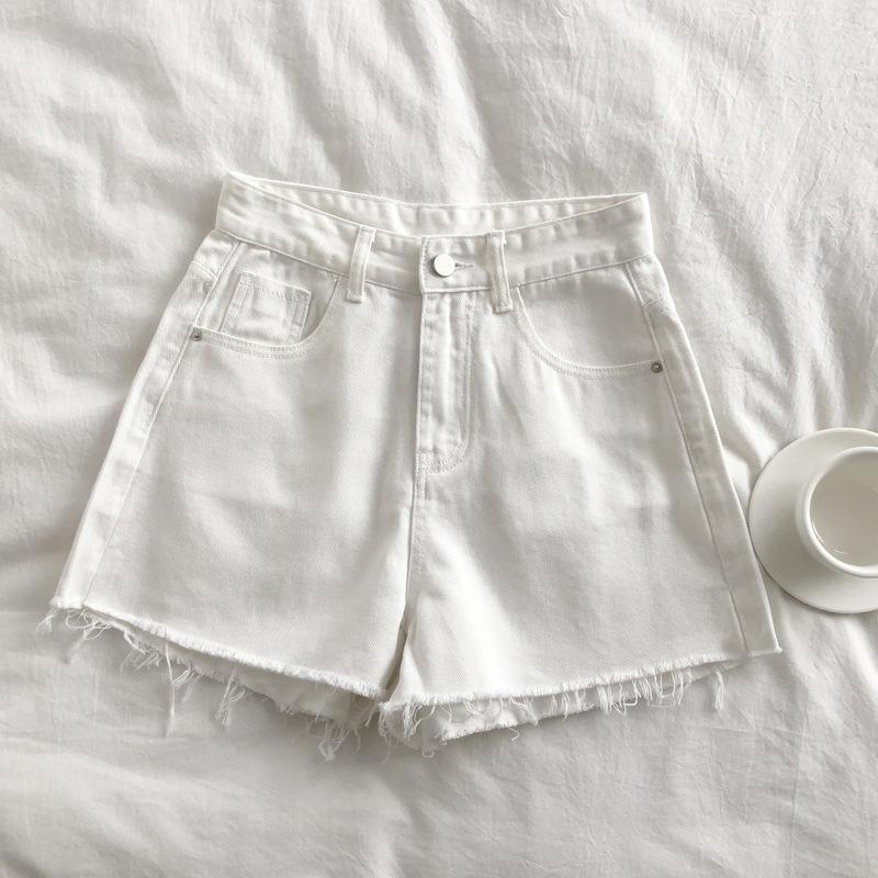 Women's Summer Korean High Waisted Denim Shorts Basic Button Pocket Denim Shorts Street Denim Pant