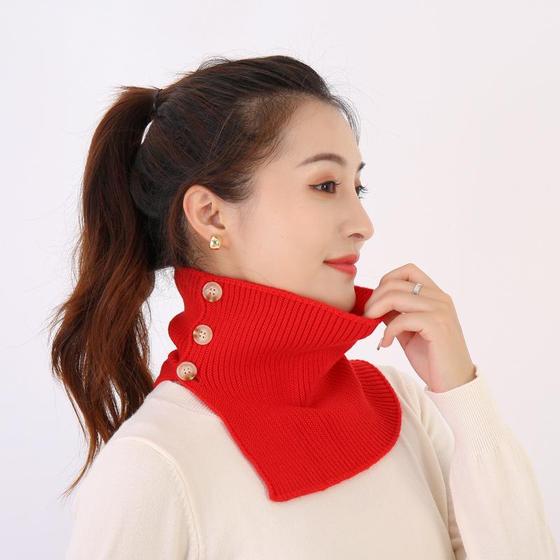 Autumn and winter new fashion men's and women's high neck buttons woolen snood warm knitted fake collar neck pads head and neck covers