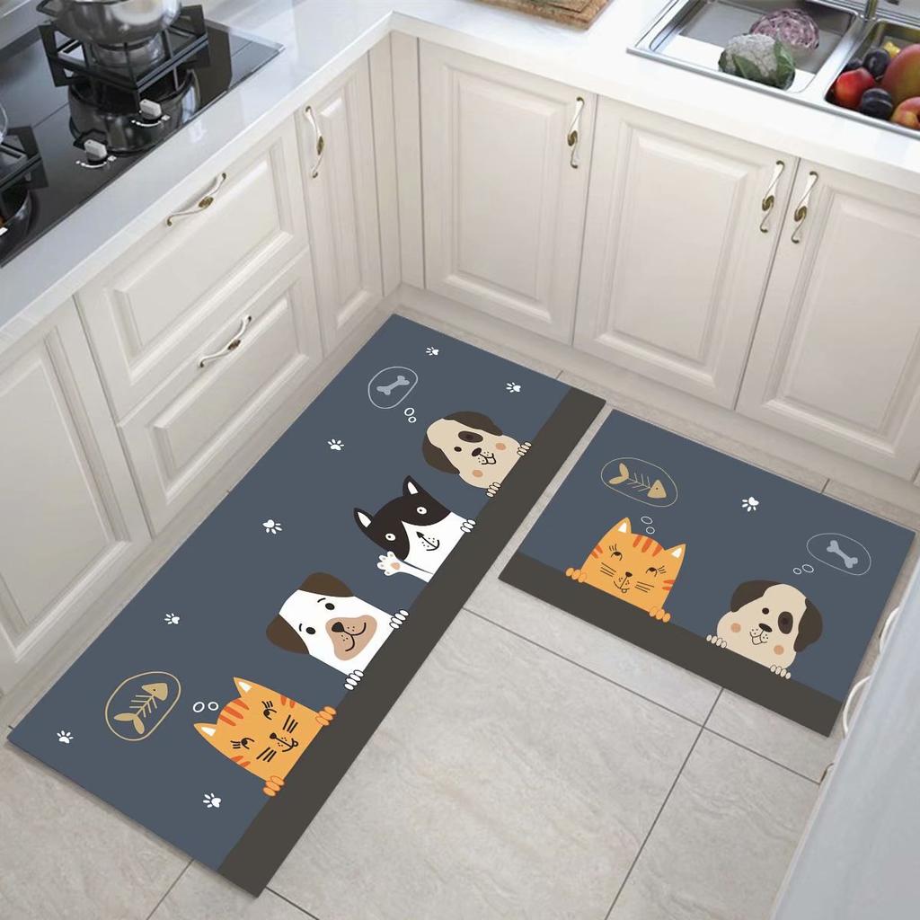 Cartoon Kitchen Floor Mat, Water-Absorbing And Oil-Absorbing Diatom Mud Floor Mat, Wear-Resistant And Dirt-Resistant L-Shaped Floor Mat, Anti-Skid Ma