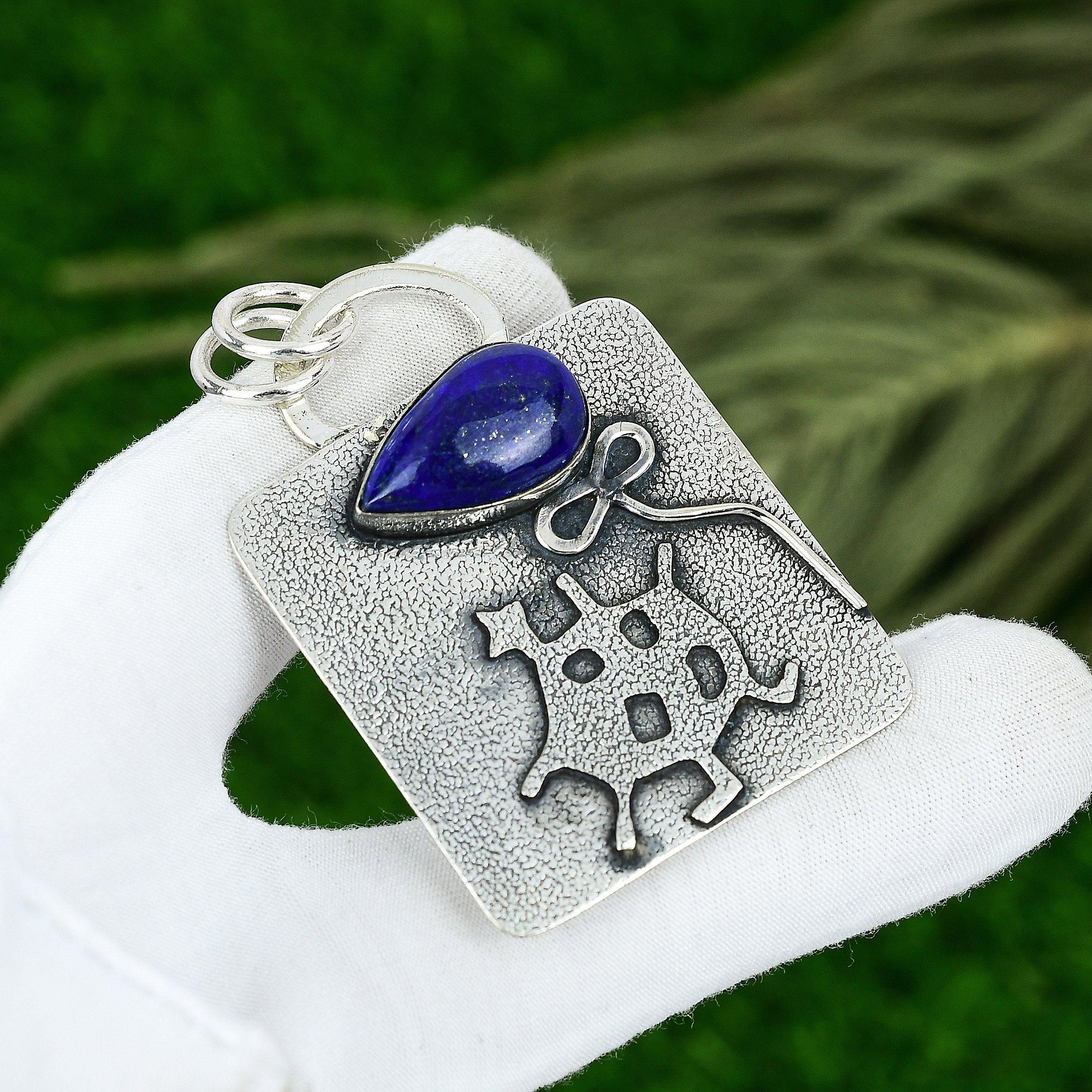 

Friendship Day Sale Natural Lapis Lazuli New Pendant Jewelry 925 Sterling Silver