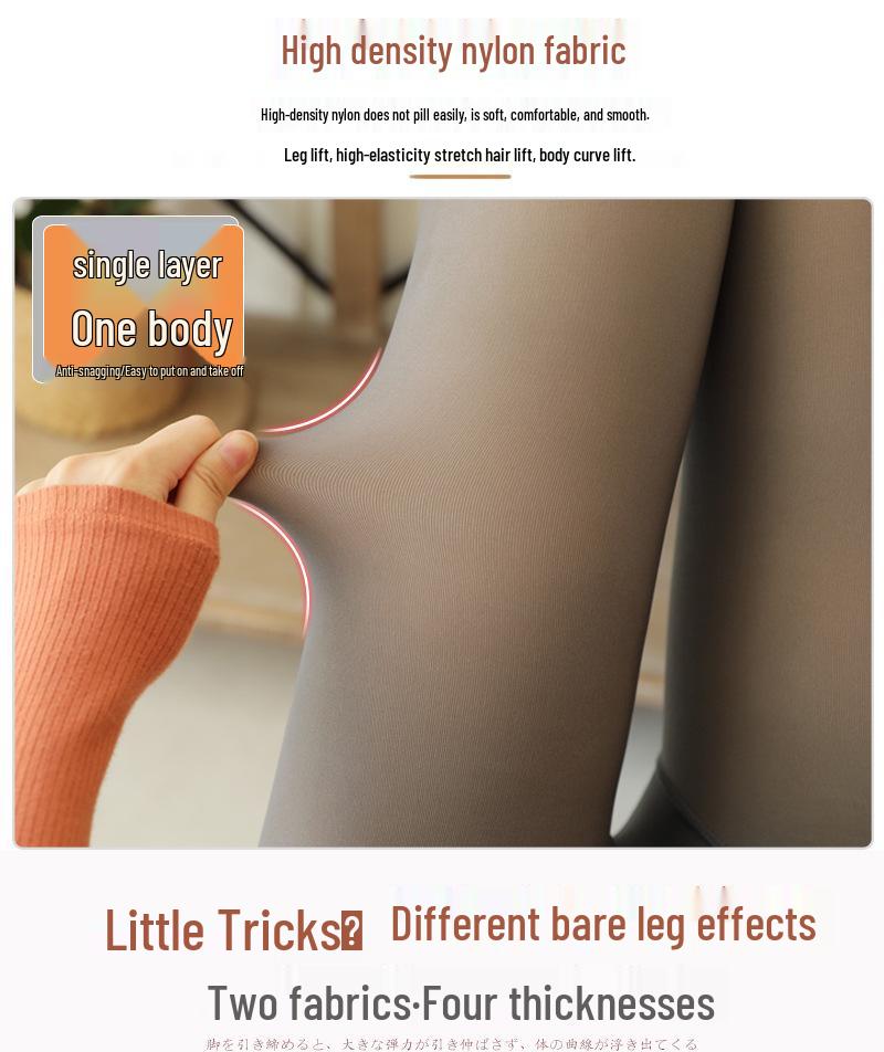 Fishbone Sheer Black Fleece-Lined Shaping Leggings & Grey Sheer Stirrup Tights