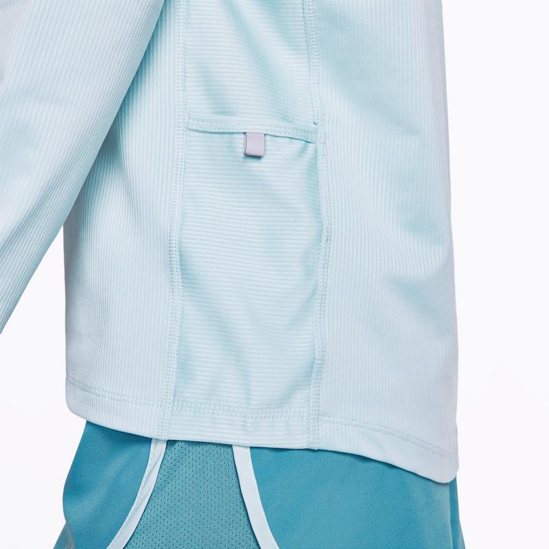 Nike Logo Print Round Neck Quick-Dry American Vintage Long Sleeve T-Shirt Women Tops Joyful-Ocean-Blue Silver DX0309-442