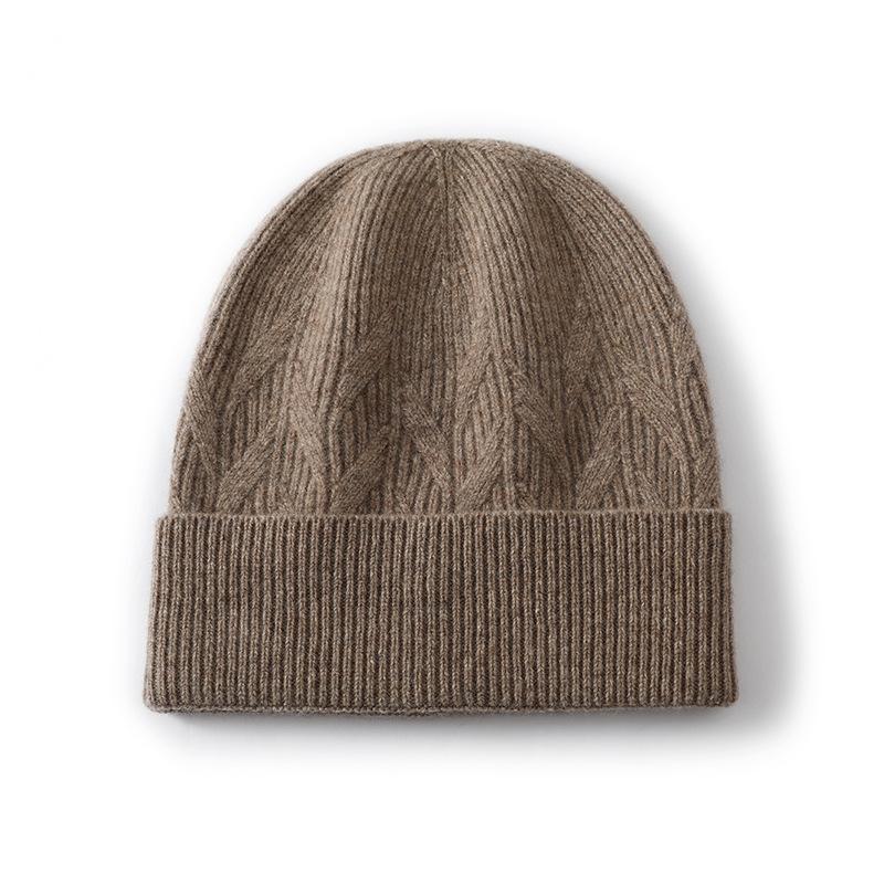 % Pure wool autumn and winter knitted hat fashion bag head ear protection warm cold hat soft cold hat children's dome hat