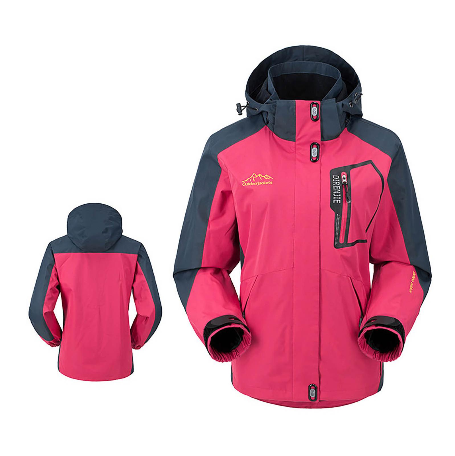 

Женская ветрозащитная куртка с капюшоном и дождевыми лыжами на открытом воздухе больших размеров, пальто XXL горячий розовый