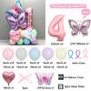 56pcs/set Butterfly Number Balloon Set Pink Numbers 1-9 Purple Butterflies for Valentine's Day Anniversary Birthday Party Decors