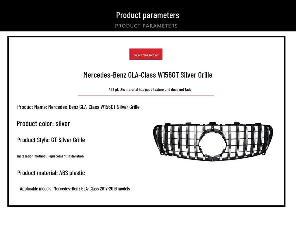 GT Silver Grille for 2017-2019 Mercedes-Benz GLA-Class W156