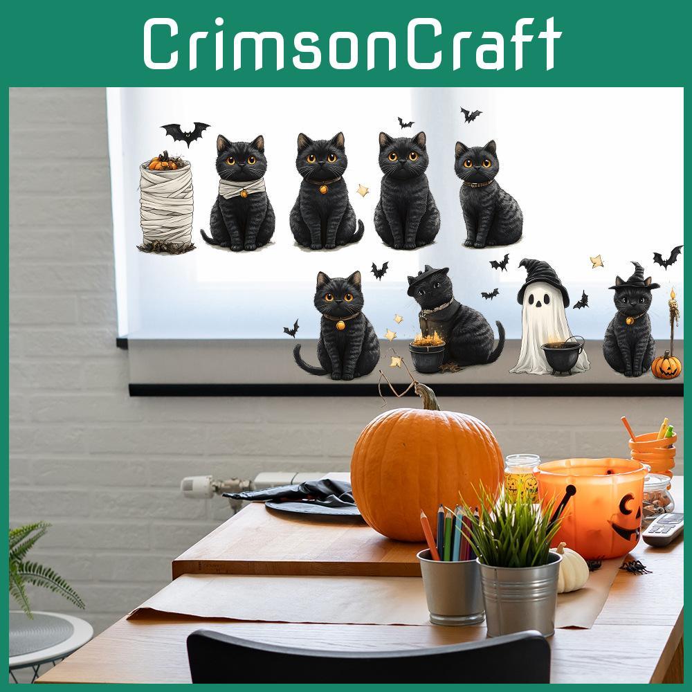 Cute Halloween Black Cat Bat Ghost Bedroom Home Decoration Wall Stickers