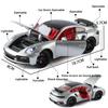 1/24 Porsche 911 Turbo S Diecast Alloy Metal Toy Car Miniature Model Pull Back Sound & Light Doors Openable Collection Gift Boy