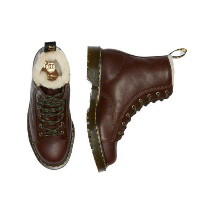 Dr. Martens Barton Wool Lined Leather Versatile Martin Boots Women boots Red-Brown 26873264
