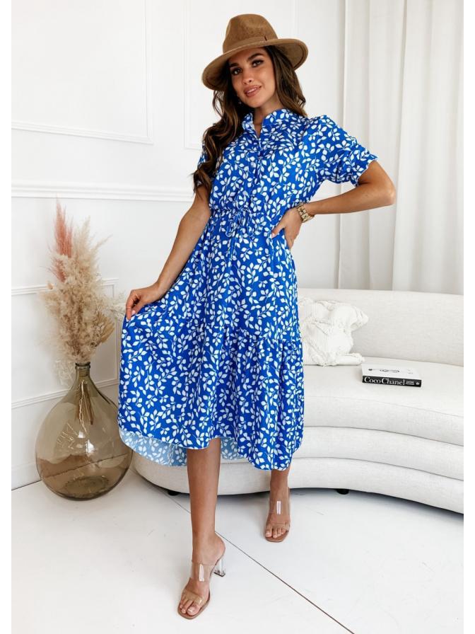 European & American Style Women's Printed Cinched Waist Swing Dress