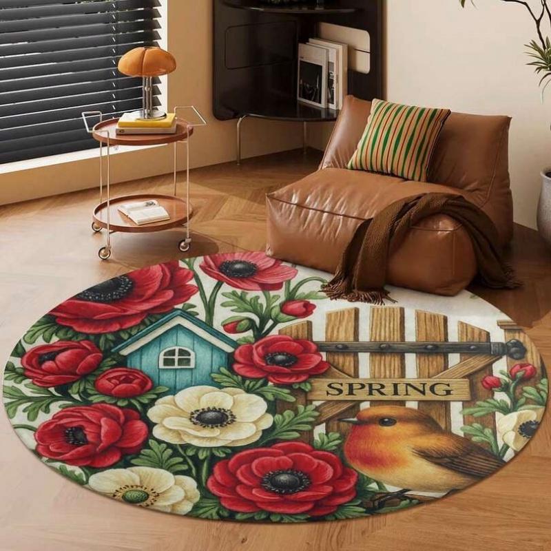 Levendig Veelkleurig Paisley Mandala Bloemen Rond Tapijt Antislip Groot Cirkelvormig Bohemien Woonkamer Tapijt 120x120cm
