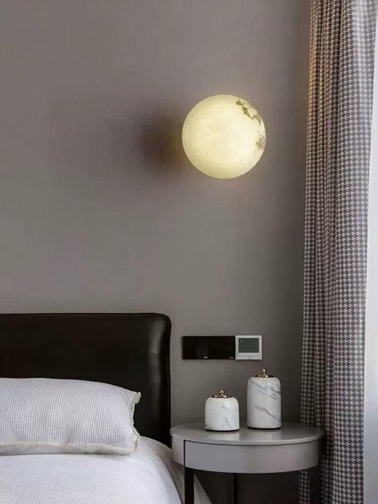 Modern Mid-Century Marble Wall Lamp - Round Nordic Design for Living Room, Hallway, Bedroom, and Balcony