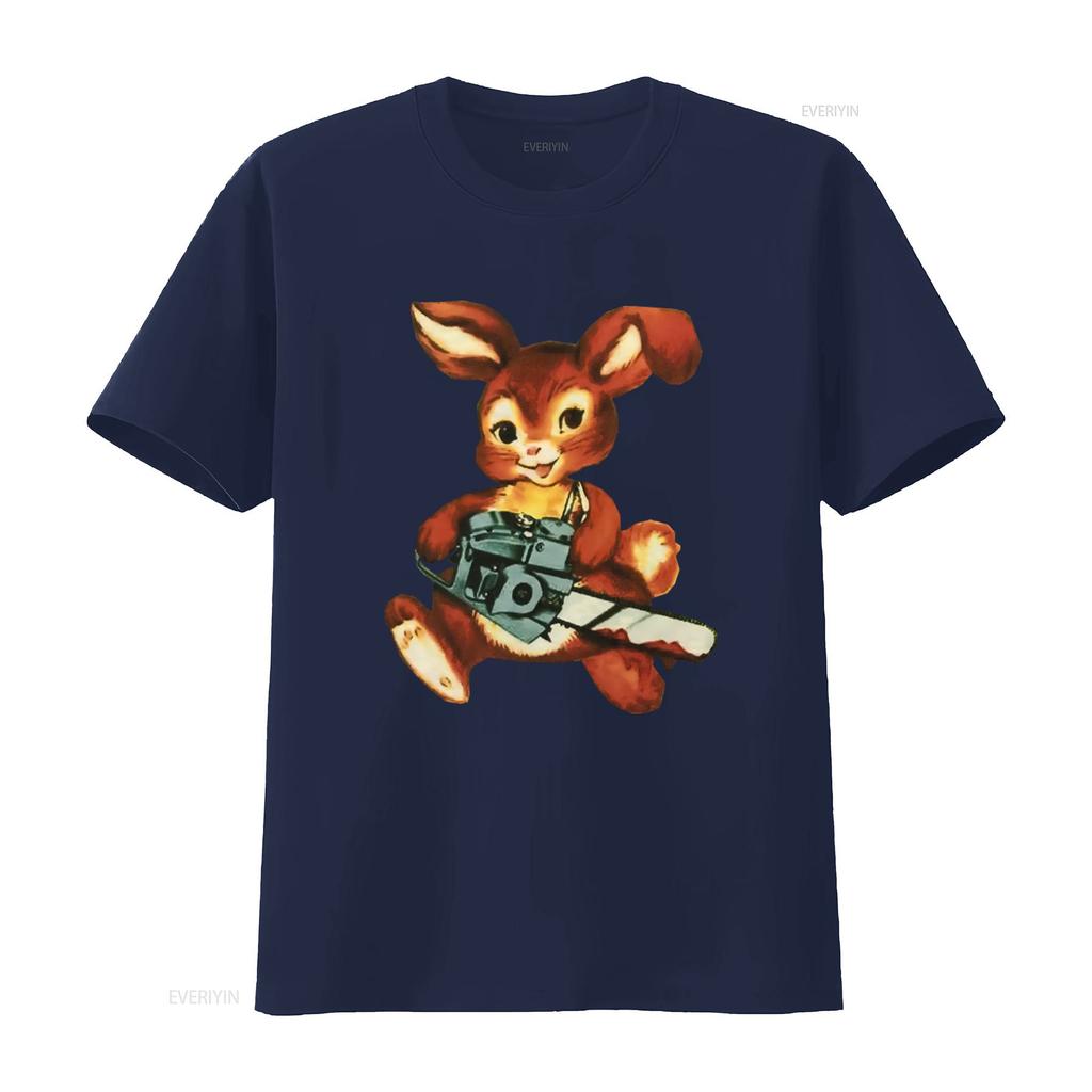 Chainsaw Bunny Funny Freaky T Shirt for Adults Unique Design Any Size Available vintage Washed homme Comfortable Casual Stylish