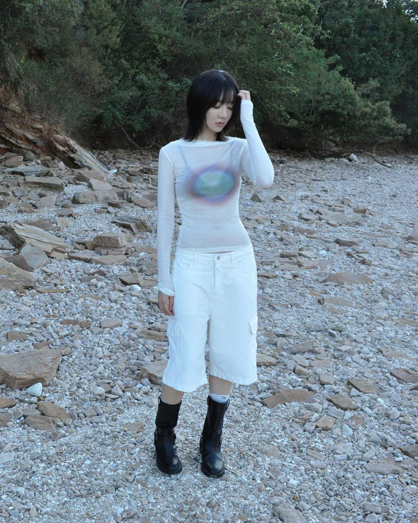 Tud Print Long Sleeve Ivory