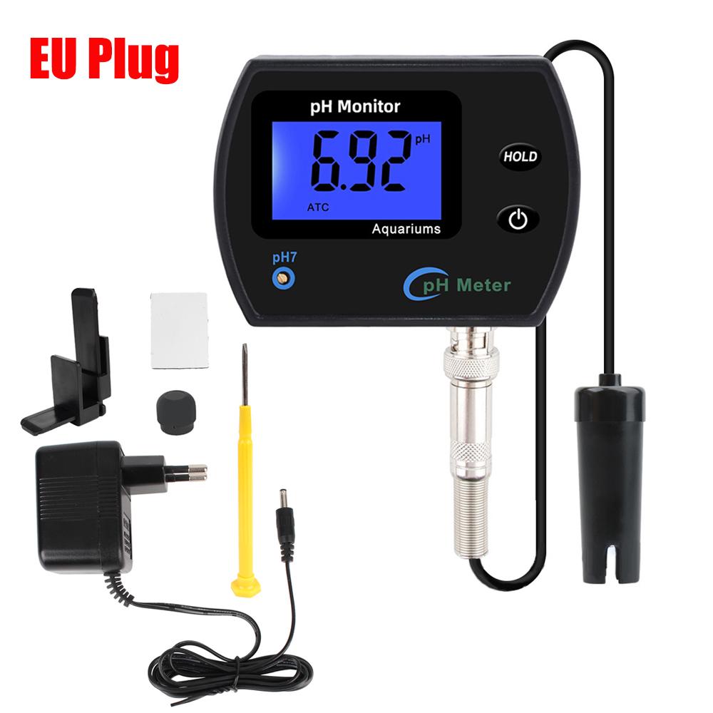 PH Meter Acidometer LCD Display Water Quality Monitor Test Gauge Multi-parameter For Aquarium Laboratory EU US Plug Tester