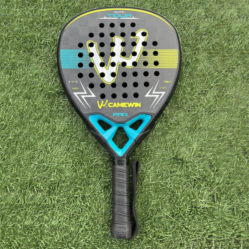 Carbon Fiber Beach Tennis Racket Adults Training Lightweight 95-100g Yellow Blue Triangle Design