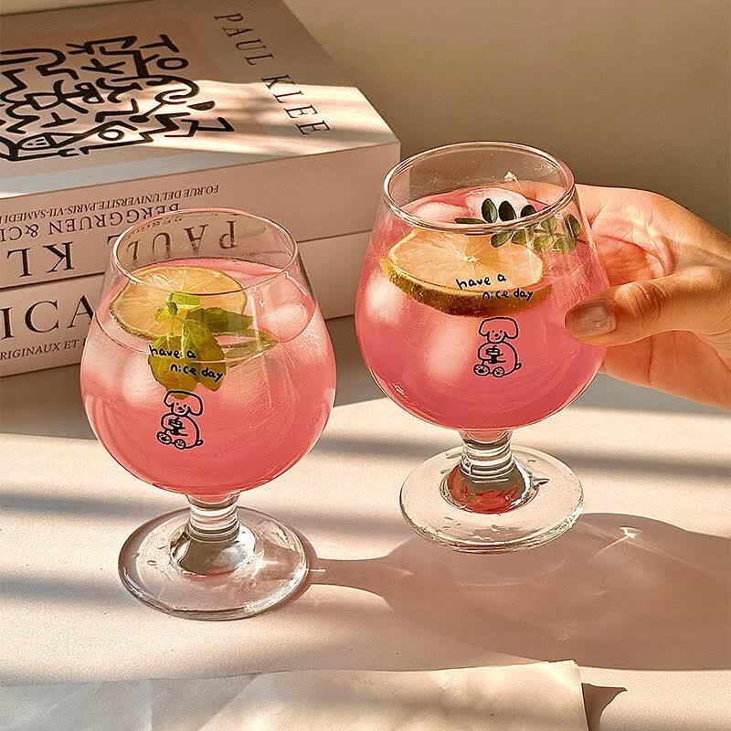 OLOEY Korean Style Cute Puppy Glass Goblet