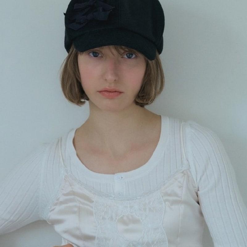 Poesiedame DOUBLE BOW MARGOT HAT IN BLACK