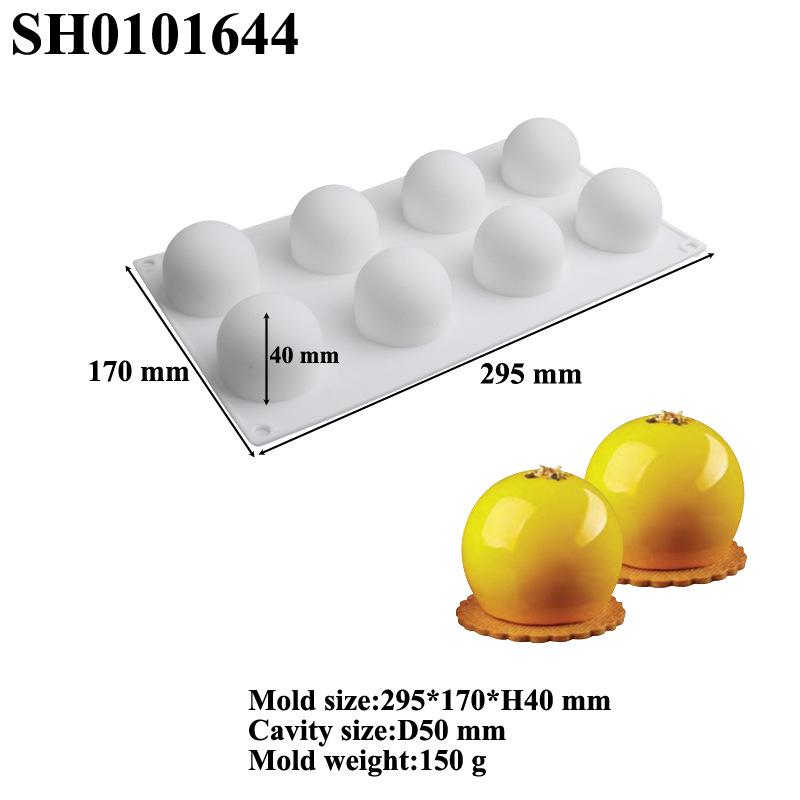 8-Cavity Round Sphere Silicone Mold for Mousse, Chocolate, Soap, and Candle Crafting