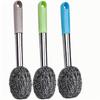 Long Handle Scrub Brush with Stainless Scourer for Bottles and Pots - Non-Shedding, Random Color