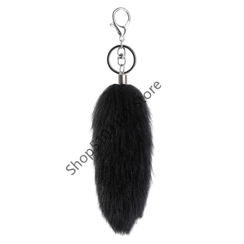 16cm Foxes Tail Keychain Faux Furs Foxes Tail Keyring Soft Furry Bag Hangings Charm Pendant Key Handbag Pendant Accessorise
