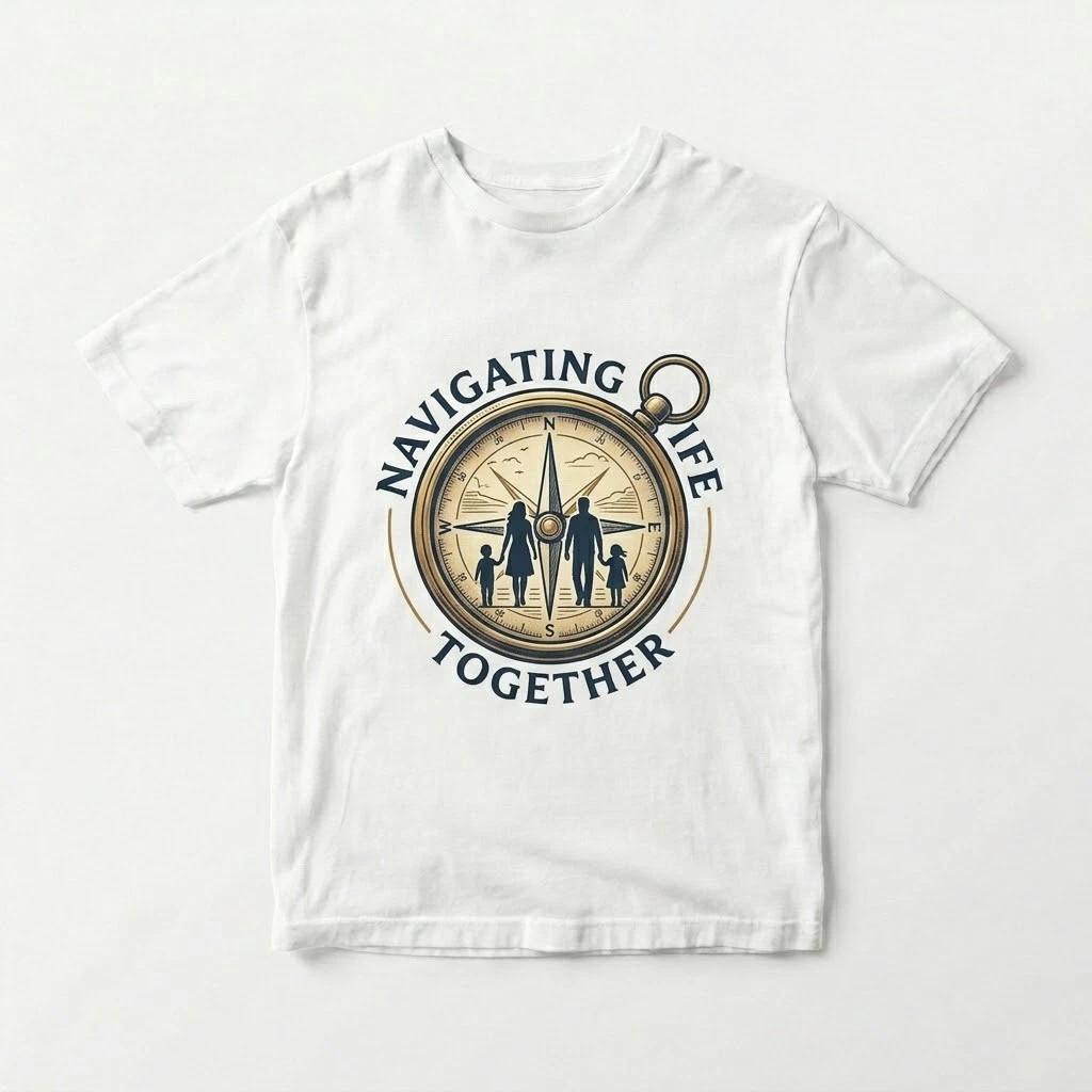 Navigating Life Together Family Compass T-Shirt - Inspirational Gift for Couples XXL
