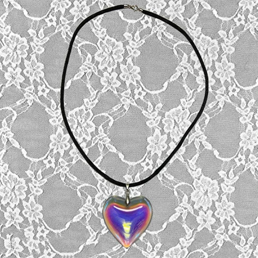 Y2K Dopamine Love Heart Shape Pendant Necklace for Women Personality CCB Clavicle Chain Fashion Jewelry Accessories Party Gifts