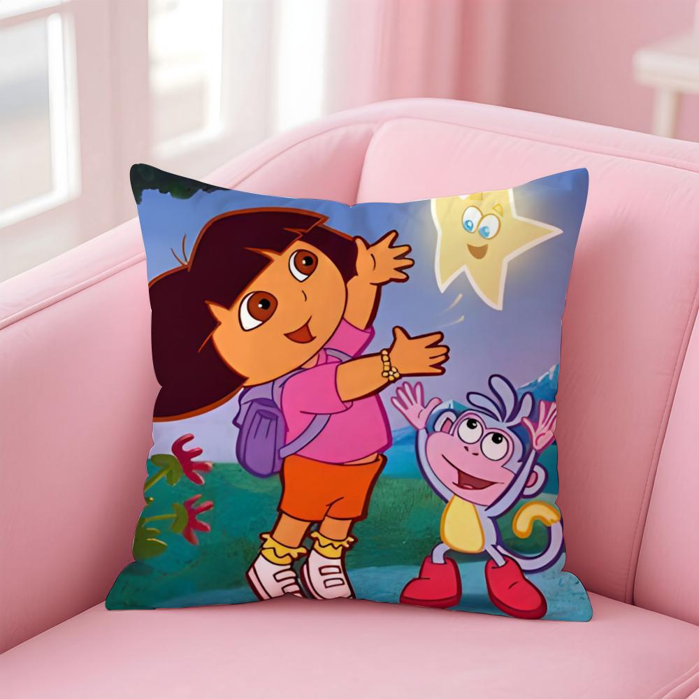 Anime Cute D-Dora the E-Explorer Cushion Cover Comfortable Reversible Pillow Cover Ideal for Car Sofa Bedroom & Beyond