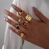 6Pcs/Set Punk Gothic Colorful Crystal Metal Rings for Women Men Geometric Irregular Gold Color Ring Wild Party Jewelry Wholesale