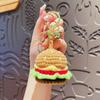 Funny Fast Food Crochet Keyrings Knitted Hamburger Keychains For Car Keys Knitting Fries Food Keyrings Cute Bag Pendant Gifts