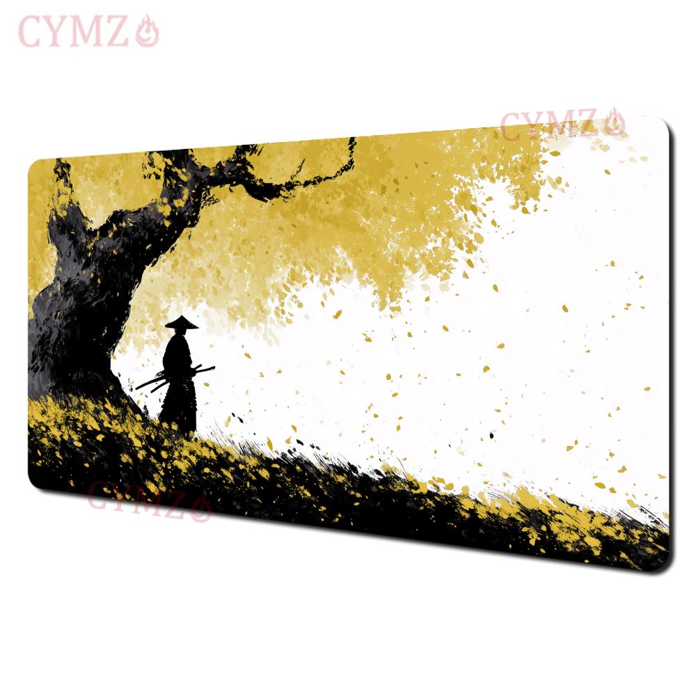 Japanese Samurai And Cherry Blossom Mouse Pad Desk Mat Gaming Mat Rubber AntiSlip Desk Accessories Suitable For Office And Game