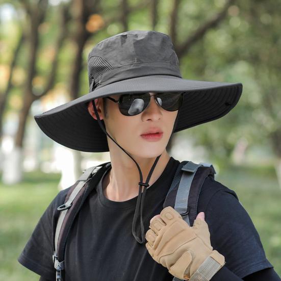Adjustable Wide Brim Fisherman Hat Polyester Fiber 56 cm 1 Pc