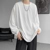 2025 Spring Autumn Men Oversized T-Shirt Man Long Sleeves Pure Color Tshirt Male Bottoming Shirt Man Basic Tops Tees