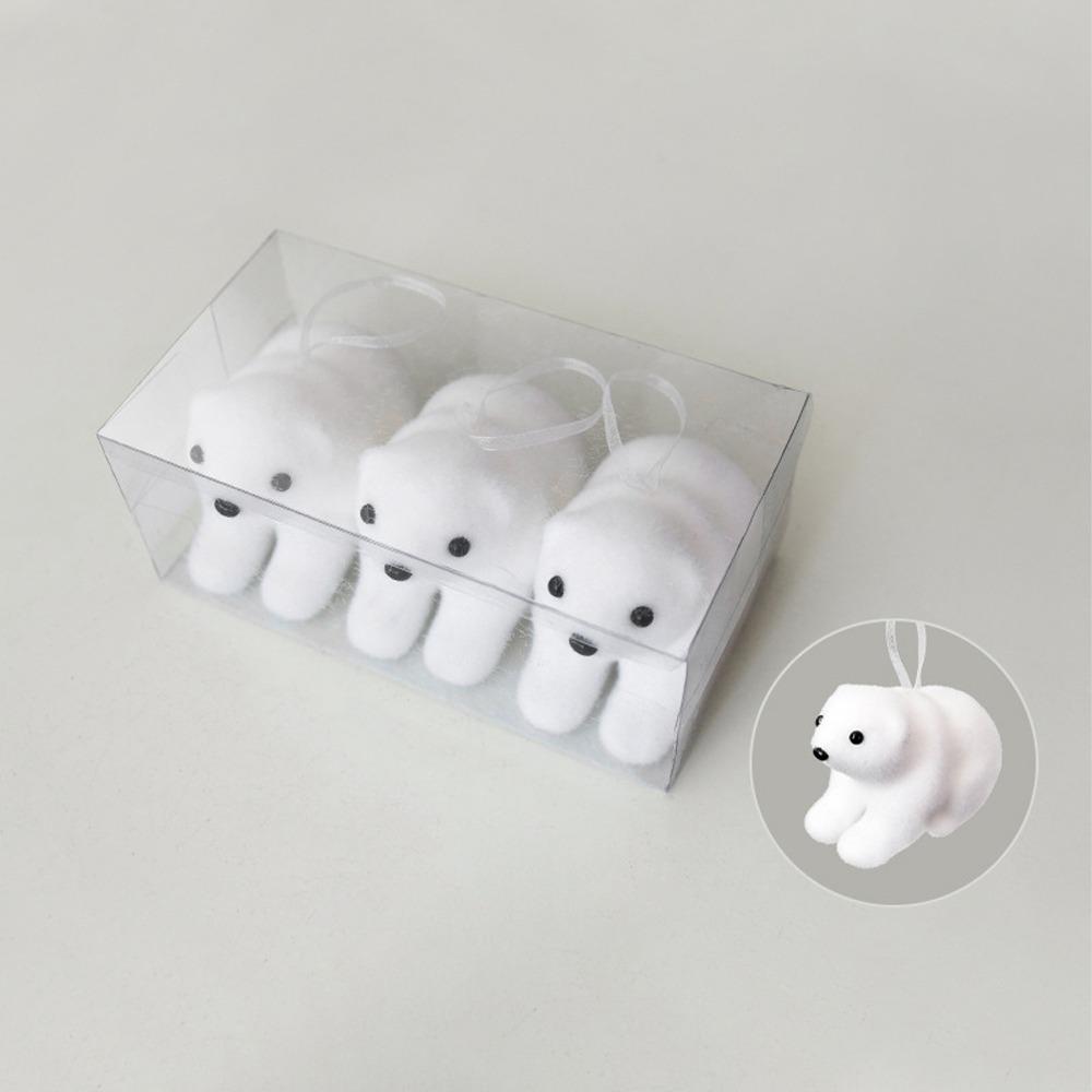 Flocking Christmas Tree Pendant Polar Bear Snowflake Hanging Pendant  Home Decoration